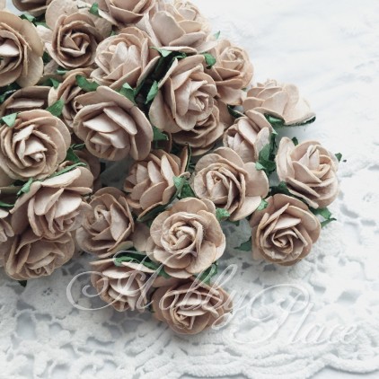 Paper flowers - scrapbooking - coffee paper roses - set of 10 pieces
