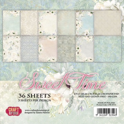 Craft and you design - scrapbooking papers - Sweet Time - small paper pad 15x15cm
