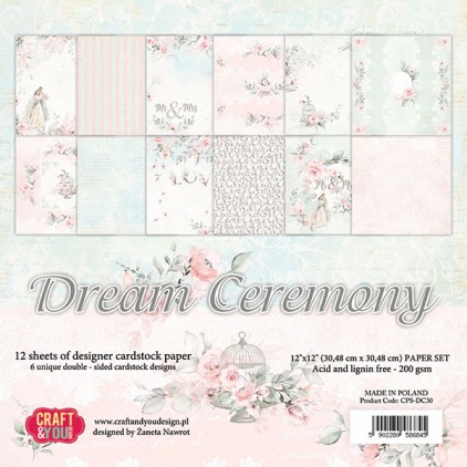 Craft and you design scrapbooking papers - Dream Cerremony - Set 30x30cm