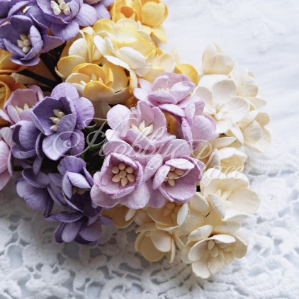 Papierowe kwiatki - zestaw mix kolorów 01- kwiat wiśni - 50 sztuk