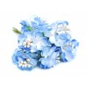 Fabric flowers - blue - set of 6 pieces