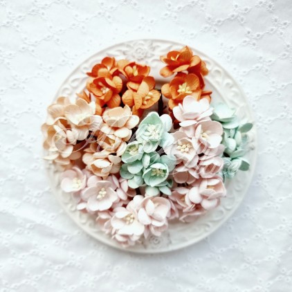 Papierowe kwiatki - zestaw mix kolorów 05 - kwiat wiśni - 50 sztuk