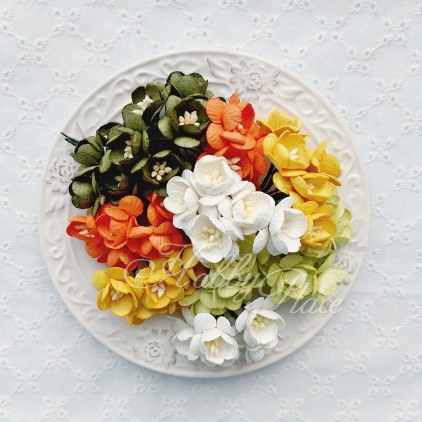 Papierowe kwiatki - zestaw mix kolorów 11 - kwiat wiśni - 50 sztuk