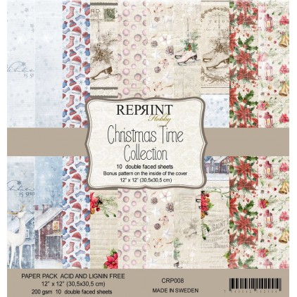 Christmas time - Zestaw papierów do scrapbookingu 30x30cm - Reprint Hobby