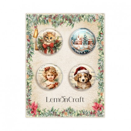 Zestaw samoprzylepnych ozdób / buttonów - Wonderful Christmas - Lemoncraft