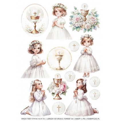 Printables - First Communion 01 - Digital file for self-printing - A4 size