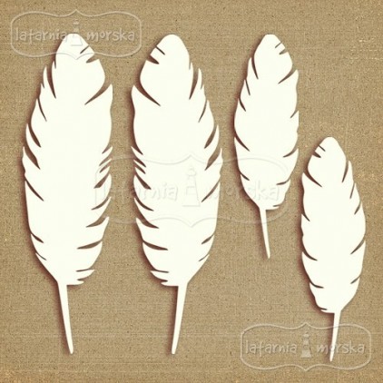 Latarnia Morska - Chipboard - Small and big feathers, 4 pieces