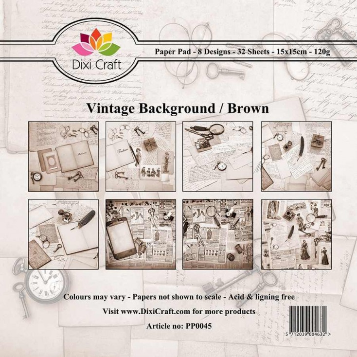 Dixi Craft - Pad of scrapbooking papers - Vintage Background - Brown