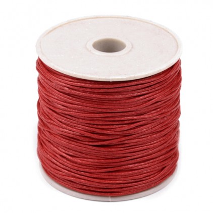 Cotton Waxed Cord - Ø1mm - one spool - red