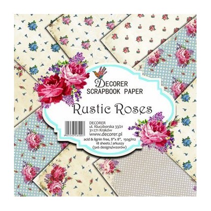 Decorer - Zestaw papierów do scrapbookingu - Rustic Roses