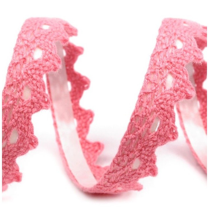 Cotton self-adhesive lace - pink