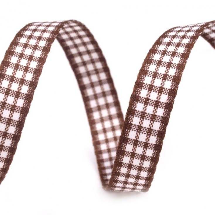 Checkered ribbon - 1 meter - brown