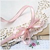 Satin ribbon - 1 meter - pink with gold thread