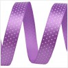 Satin ribbon - 1 meter - violet with white tiny dots