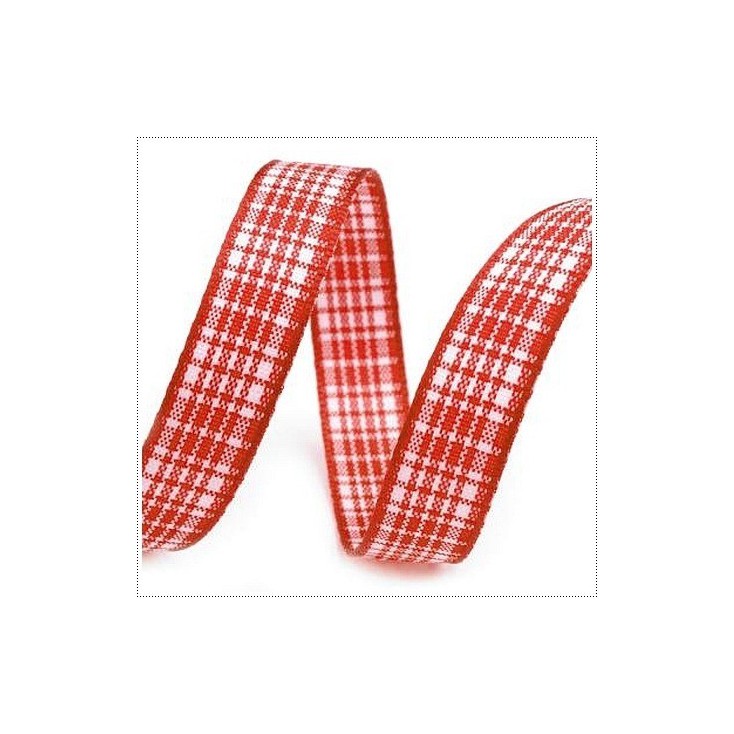 Checkered ribbon - 1 meter - light red