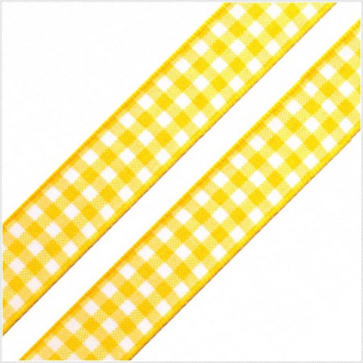 Wstążka w kratkę - 1 metr - żółta