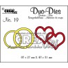 Crealies - Duo Dies no. 19 - Double rings & hearts