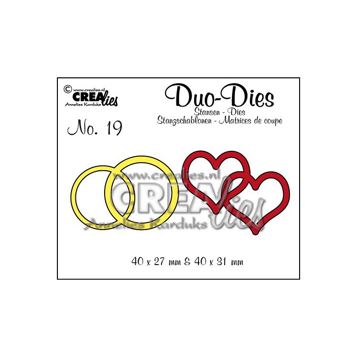 Crealies - Duo Dies no. 19 - Double rings & hearts