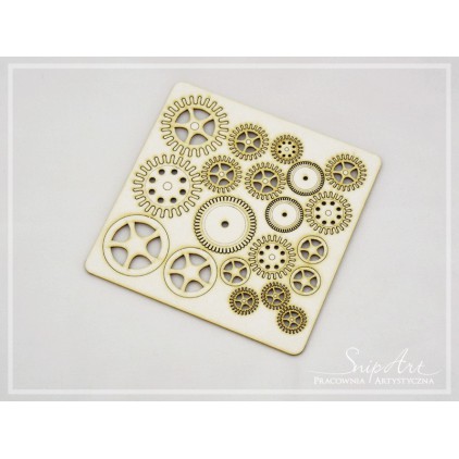 Industrial Factory - cogs and sprockets - set - laser cut decor - light chipboard - SnipArt