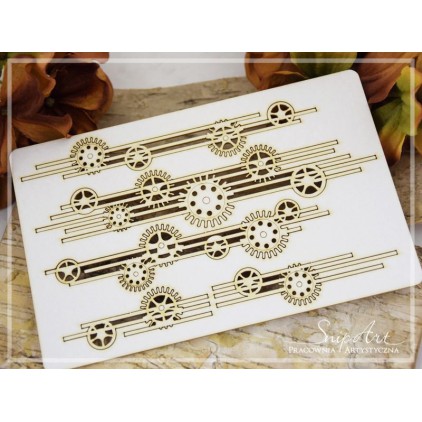 Simple decors with gears - set - laser cut decor - light chipboard - SnipArt
