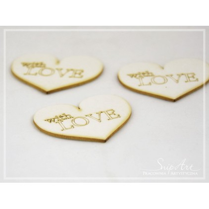 Hearts With love - 3 pieces - laser cut decor - light chipboard - SnipArt