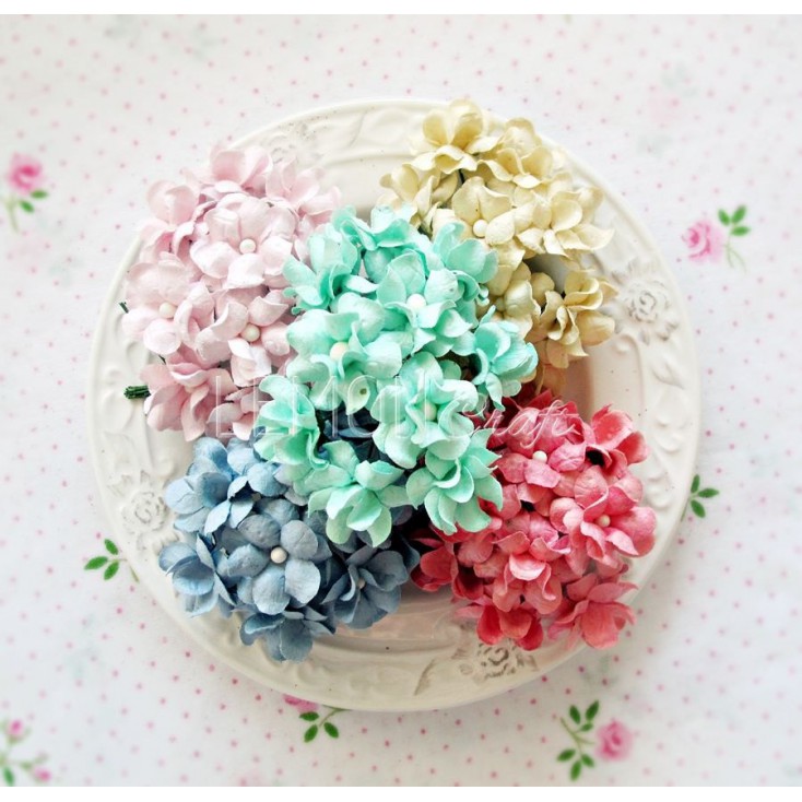 Paper flower set - pastel mix - 25 pcs