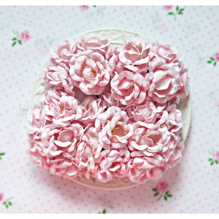 Open roses flower set - pink - 25 pcs