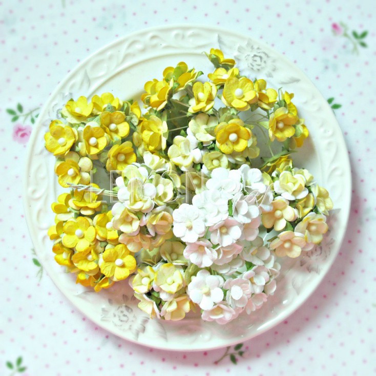 Zestaw papierowych kwiatuszków - Sweetheart mix 3 - 100 sztuk