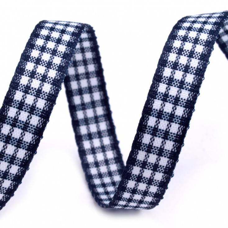 Checkered ribbon - 1 meter - navy blue