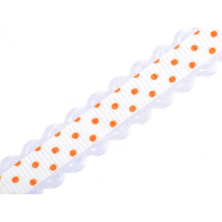 Grosgrain ribbon - 1 meter - orange dots