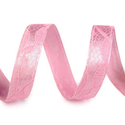 Ribbon with lace - 1 meter - pink