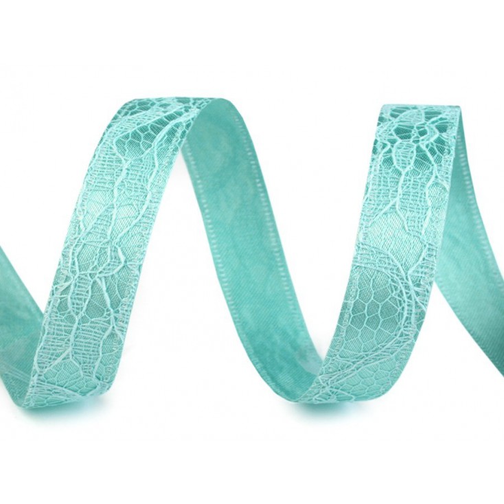 Ribbon with lace - 1 meter - Aqua Sky