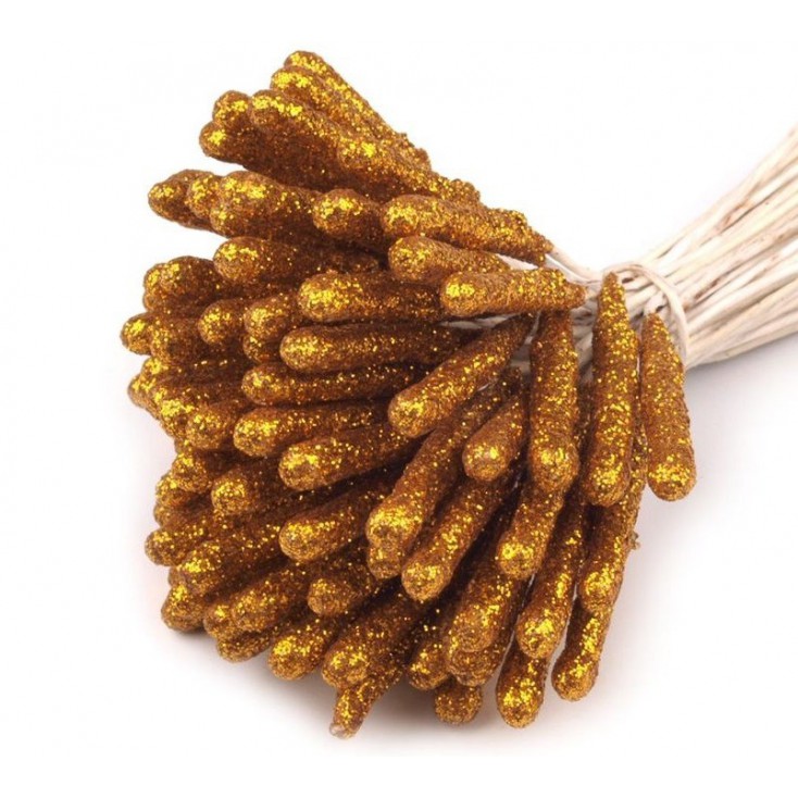 Glitter Flower Stamen - gold - one bunch