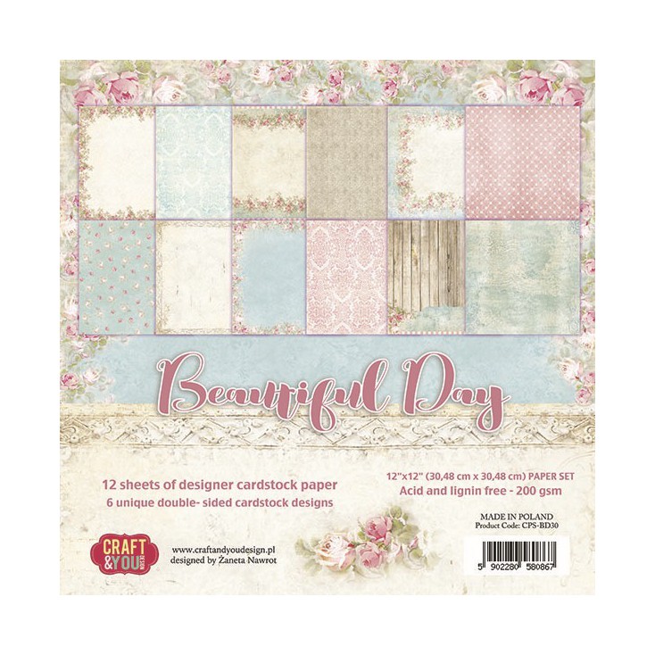 Craft and You Design - Set of scrapbooking papers - Beautiful Day