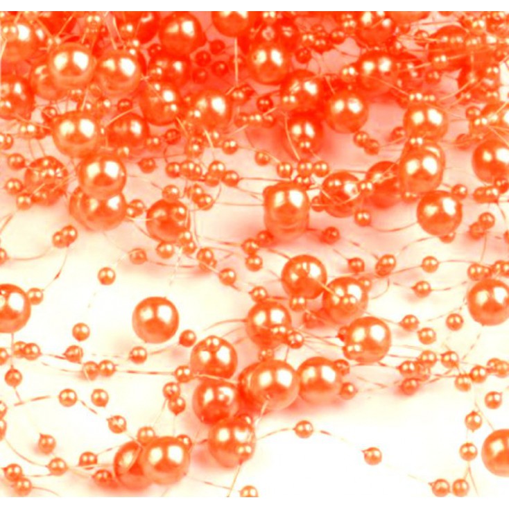 Perełki na żyłce silikonowej Ø7mm długość 130cm - pomarańczowe