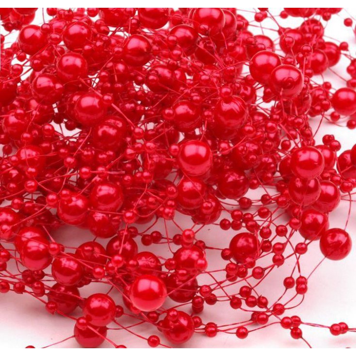 Perełki na żyłce silikonowej Ø7mm długość 130cm - czerwone