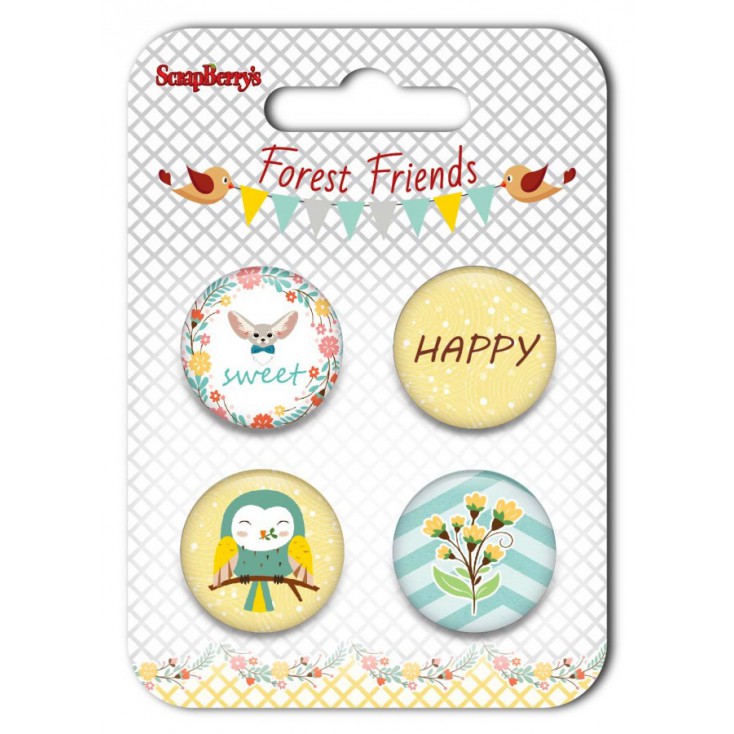 Ozdoby samoprzylepne, buttony - ScrapBerry's - Forest Friends 01