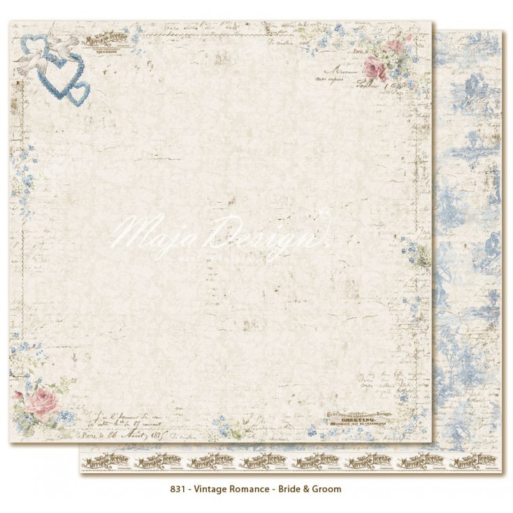 Scrapbooking paper - Maja Design - Vintage Romance - Bride & Groom