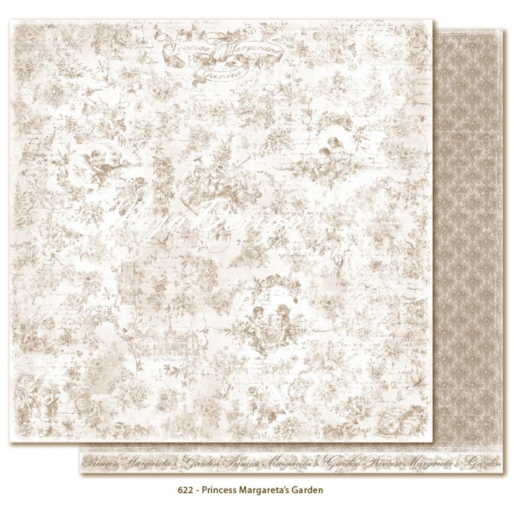 Papier w brązowe damaski - Papier do scrapbookingu - Maja Design - Sofiero - Princess Margareta's Garden