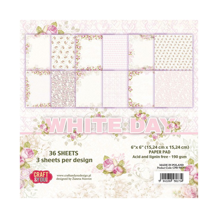 Set of scrapbooking papers - Craft and You Design - White Day