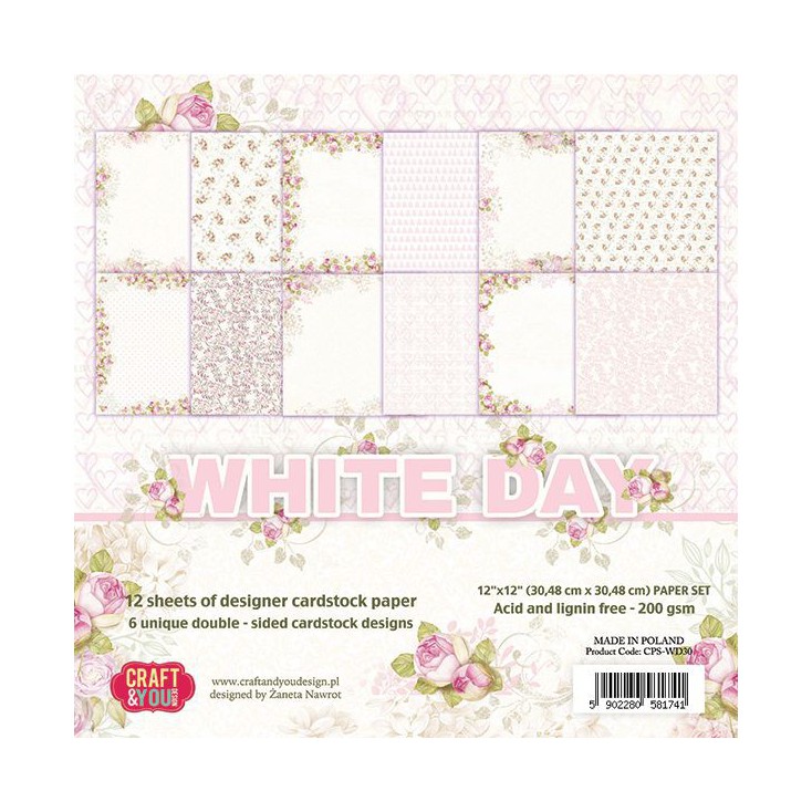 Set of scrapbooking papers - Craft and You Design - White Day