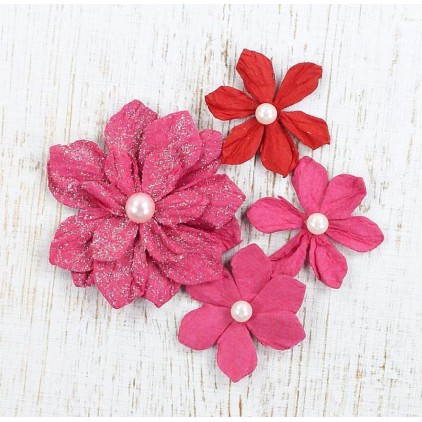 Paper flower set - Vanna Cerise Pink